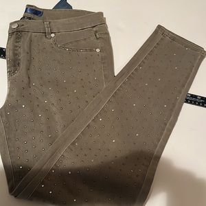 Tinsel Women's Tan Skinny Jeans with Stud Accents